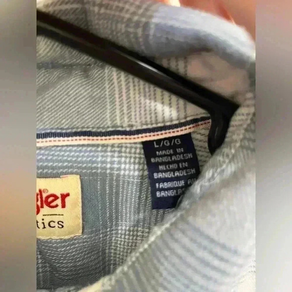 vintage wrangler authentics blue and white button down flannel‎ - Picture 8 of 8